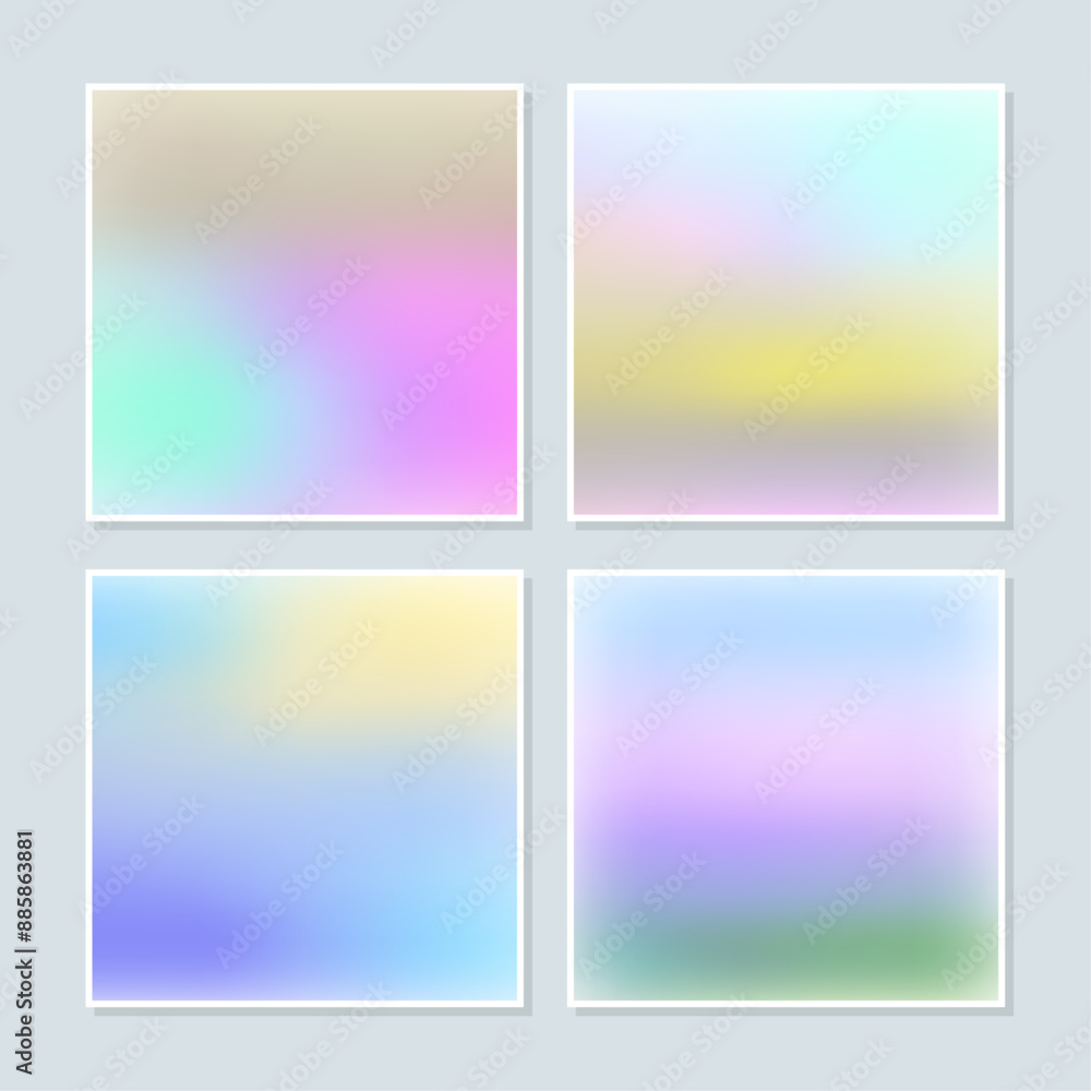 Colorful holographic gradient background design set Colorful holographic gradient background design set