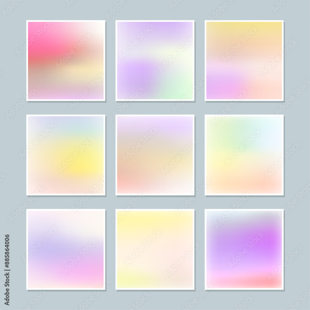 Colorful holographic gradient background design set