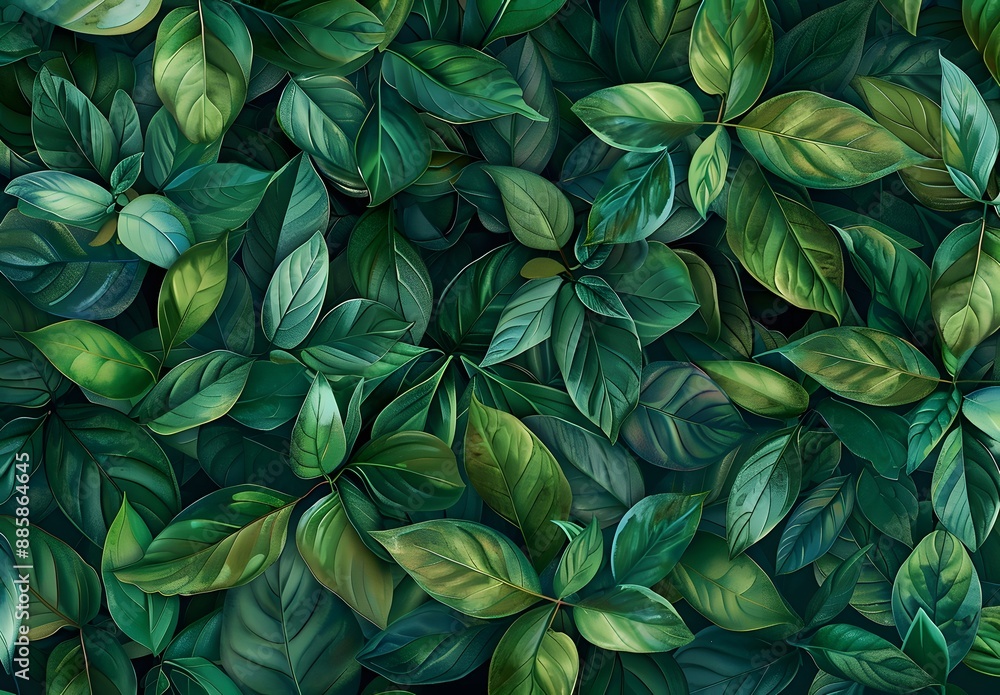 Emerald Green Leaves Tropical Botanical Pattern Emerald Green Leaves Tropical Botanical Pattern