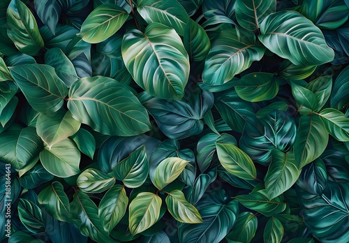 Wallpaper Mural Tropical Lush Green Leaves Background Torontodigital.ca