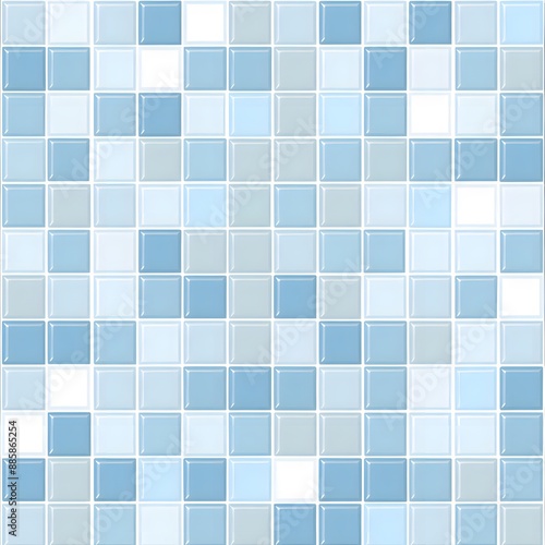 Seamless Light Blue and White Square Tile Mosaic Pattern