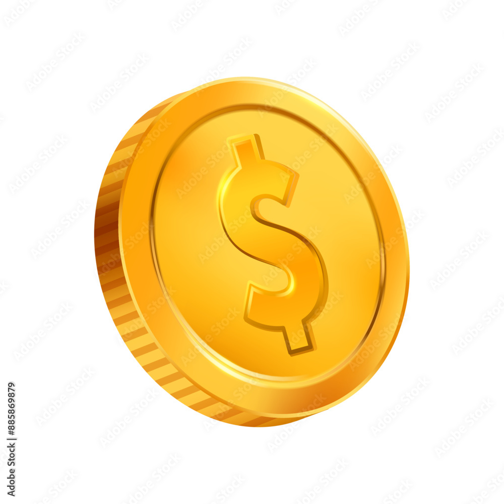 Dollar Gold Coin 3D Illustration on white background Dollar Gold Coin 3D Illustration on white background