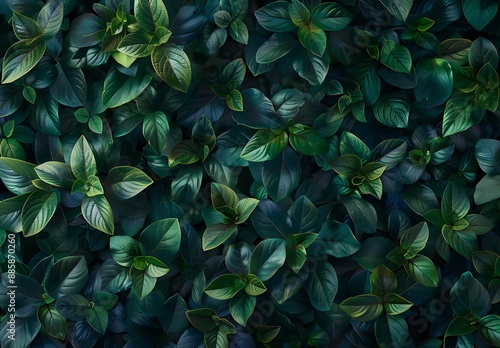 Lush Green Foliage Wall - Top View