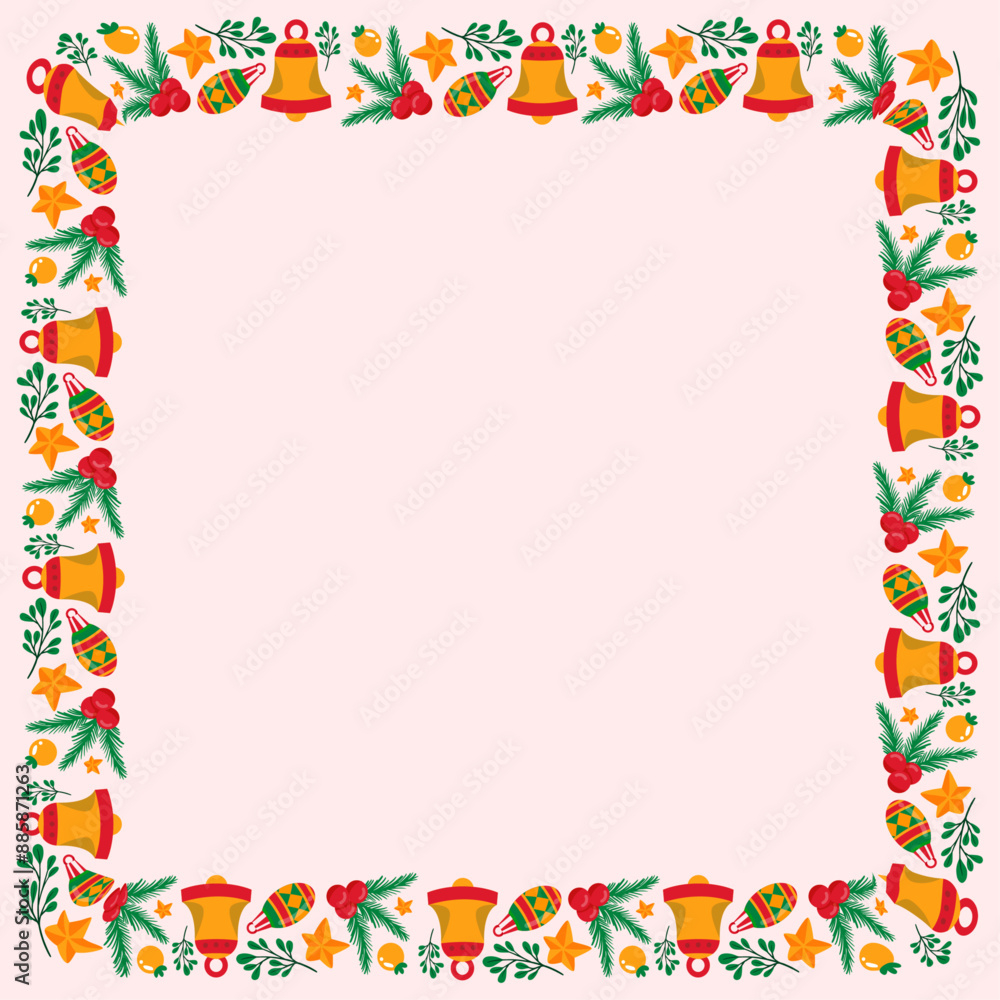 Obraz premium Frame template for christmas season celebration, christmas wreath concept