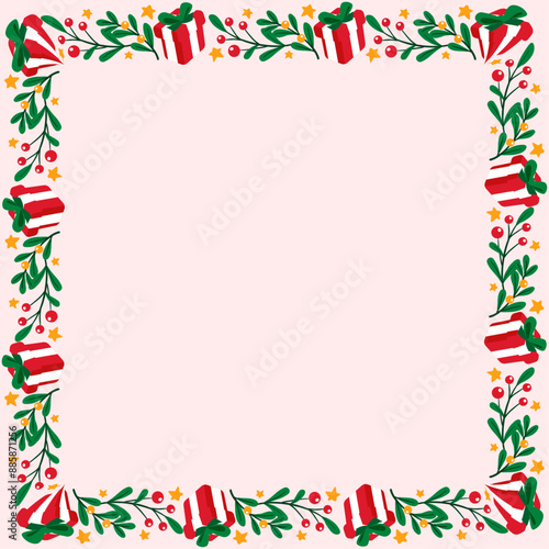 Frame template for christmas season celebration, christmas wreath concept