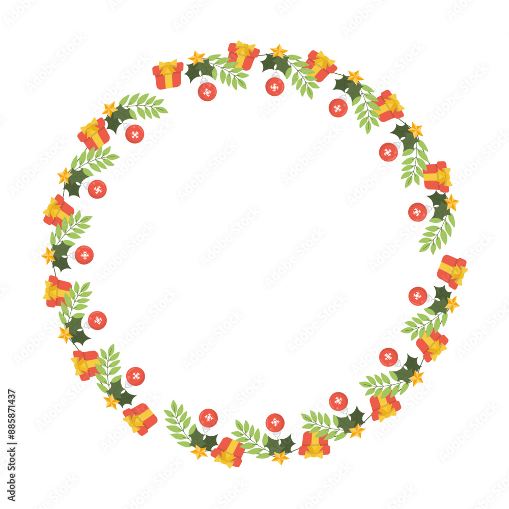 Frame template for christmas season celebration, christmas wreath concept
