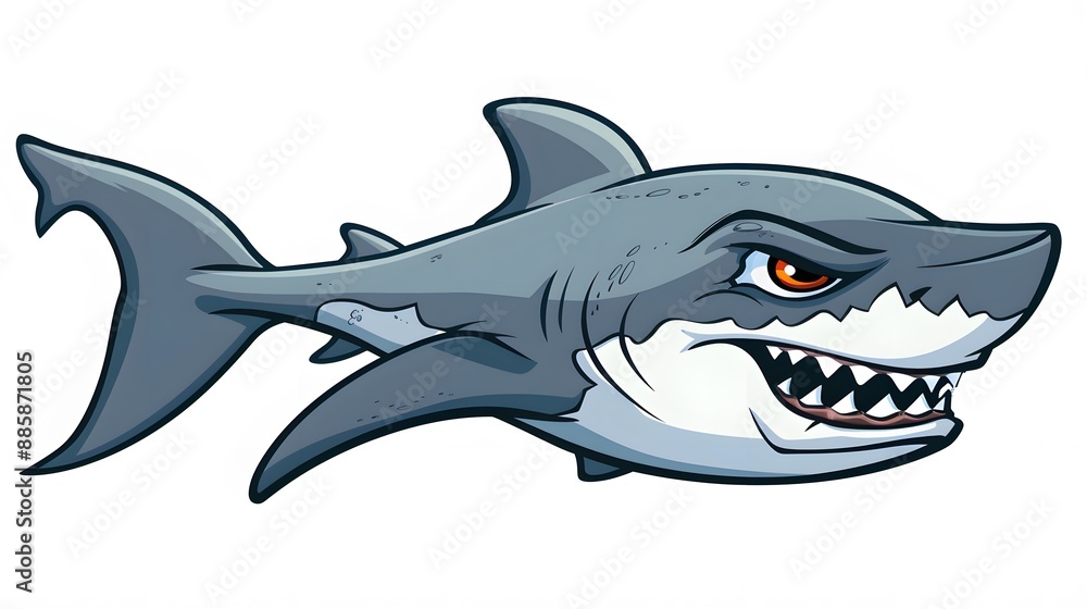 Fototapeta premium shark, fish, animal, sea, vector, ocean, cartoon, isolated, underwater, dolphin, illustration, white, water, fin, blue, predator, nature, marine, swimming, wildlife, art, life, danger, wild, mammal