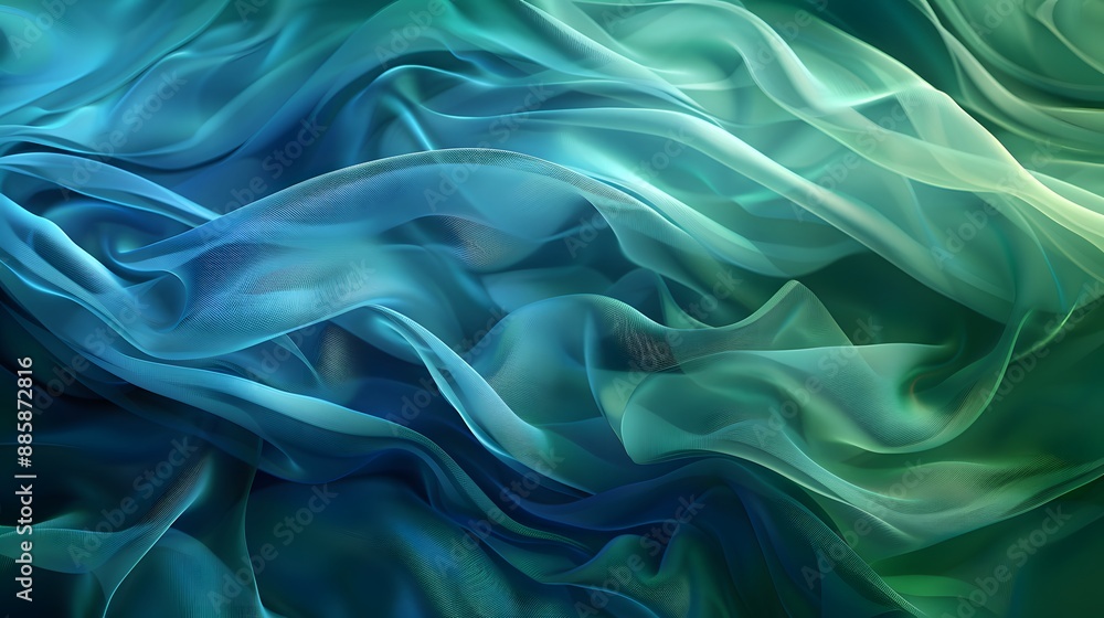 Obraz premium Abstract Blue and Green Fabric Waves