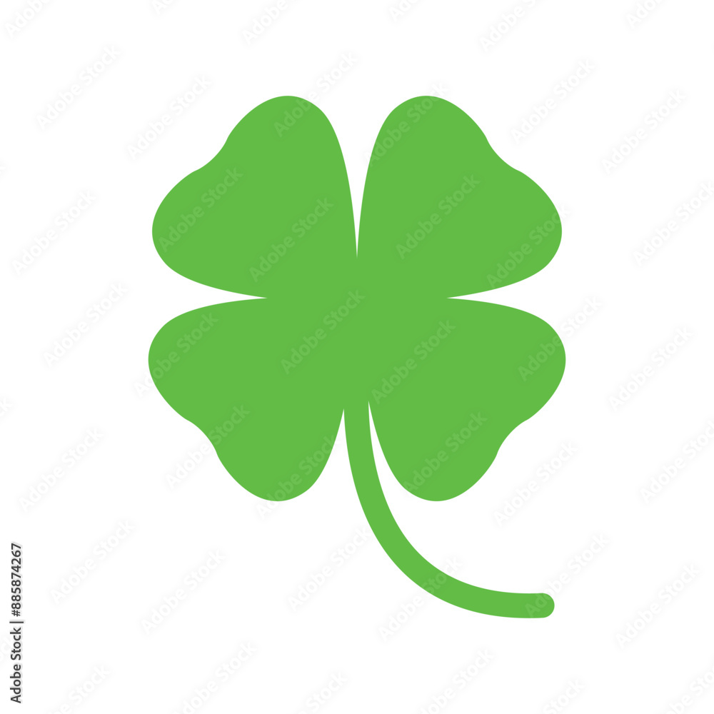 Four leaf clover icon vector in flat style isolated on white background. St Patrick day vector Four leaf clover icon vector in flat style isolated on white background. St Patrick day vector