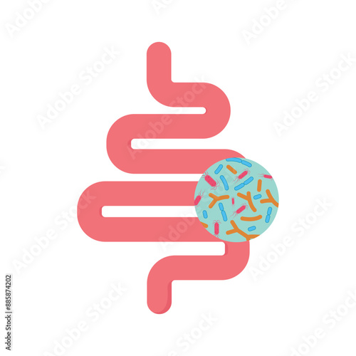 Intestines with a good bacterial flora vector illustration isolated on white background