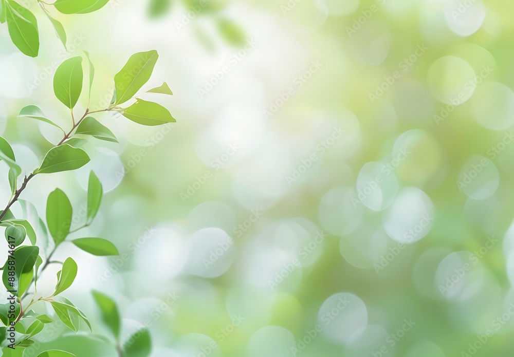 Green Blurred Background with Leaves and Bokeh Green Blurred Background with Leaves and Bokeh