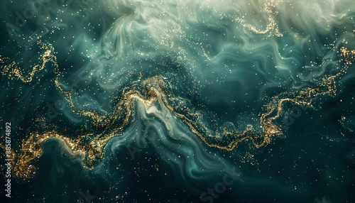 Abstract Green & Gold Glitter Texture