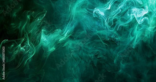 Abstract Green Cyan Smoke Background