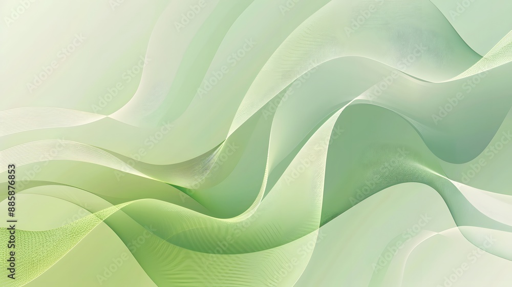 Obraz premium Abstract Green Wavy Background Vector Art