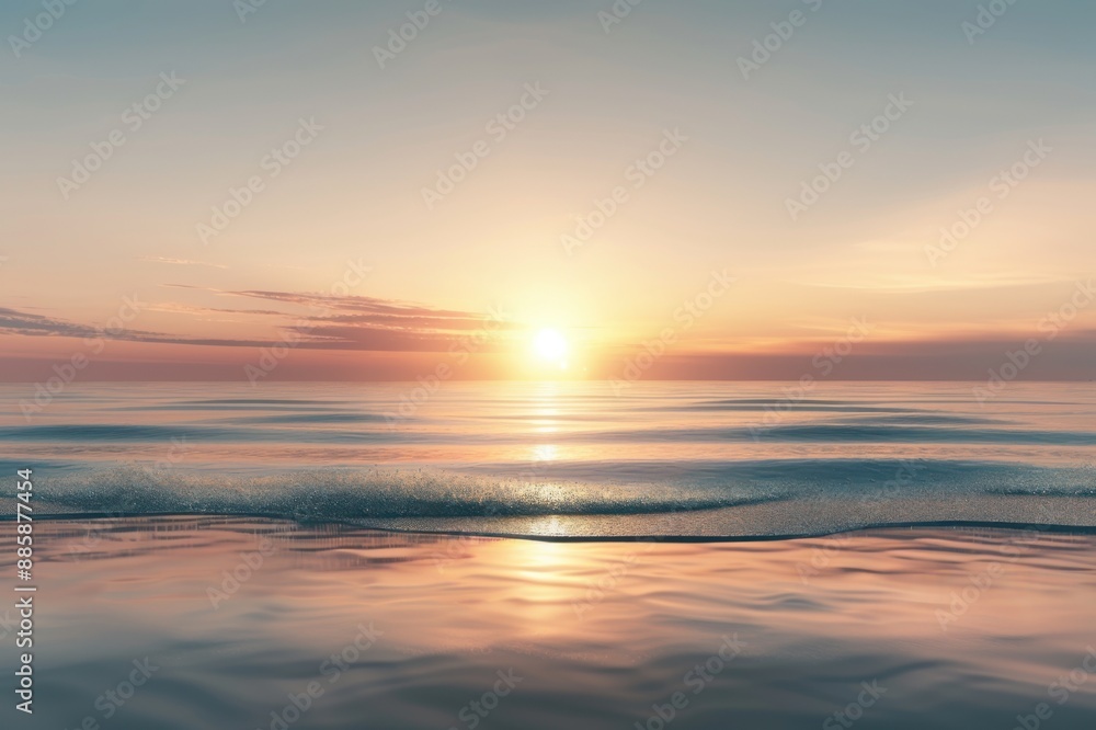 Serene ocean sunset with calm waves and vibrant colors, perfect for peaceful and tranquil nature scenes and backgrounds. Serene ocean sunset with calm waves and vibrant colors, perfect for peaceful and tranquil nature scenes and backgrounds.