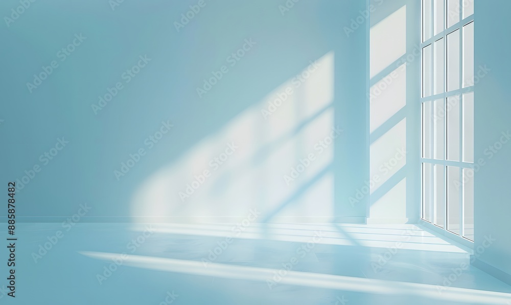 Fototapeta premium Minimalist Blue Room with Window Light