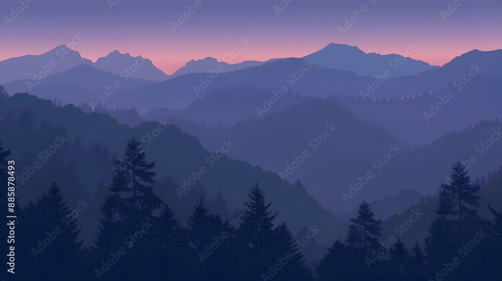 Obraz premium mountain, landscape, sky, sunset, fog, mountains, nature, sunrise, forest, cloud, clouds, hill, morning, mist, sun, view, winter, valley, tree, dawn, snow, hills, travel, peak, light