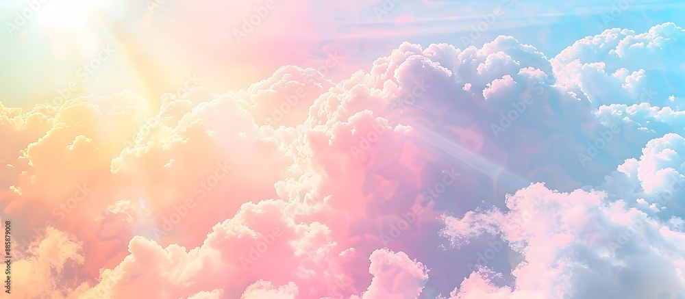Dreamy Pastel Sky with Sun Rays and Clouds Dreamy Pastel Sky with Sun Rays and Clouds
