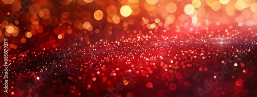 Sparkling Red And Gold Bokeh Lights Background