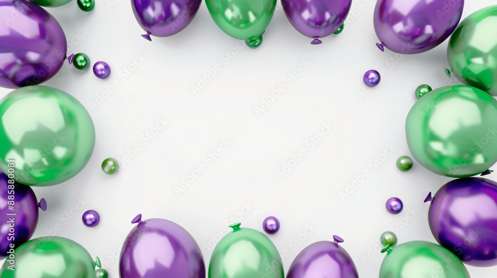 balloon banner green purple border frame on white background. copy space concept balloon banner green purple border frame on white background. copy space concept