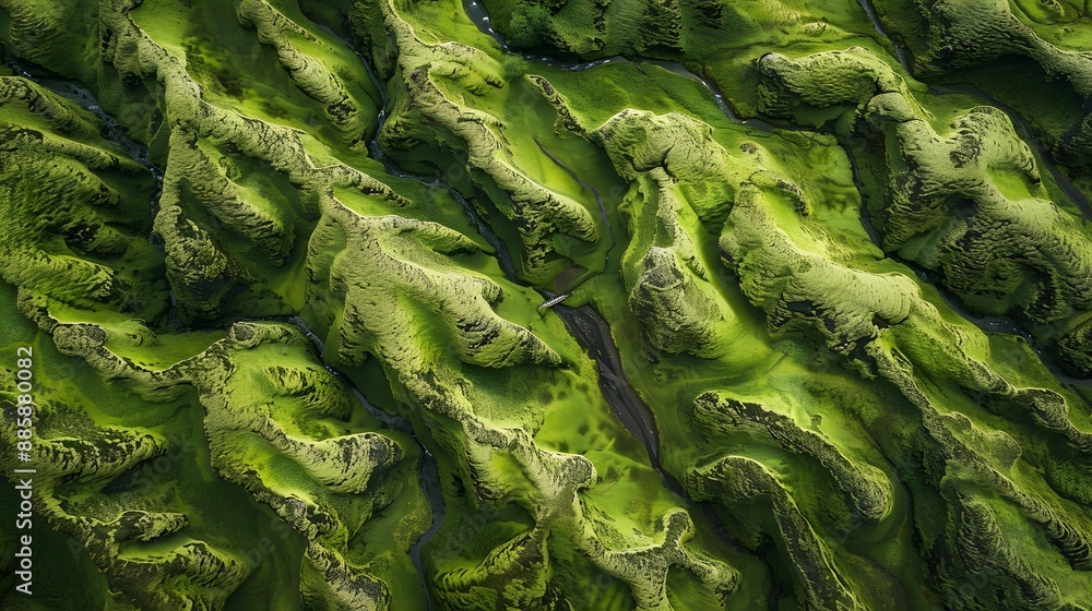 Aerial View of Moss Covered Icelandic Highlands Aerial View of Moss Covered Icelandic Highlands