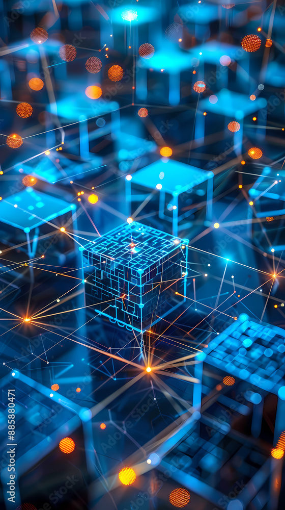 Obraz premium Abstract futuristic glowing cubes