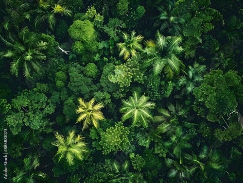 Aerial View of Dense Tropical Rainforest Canopy