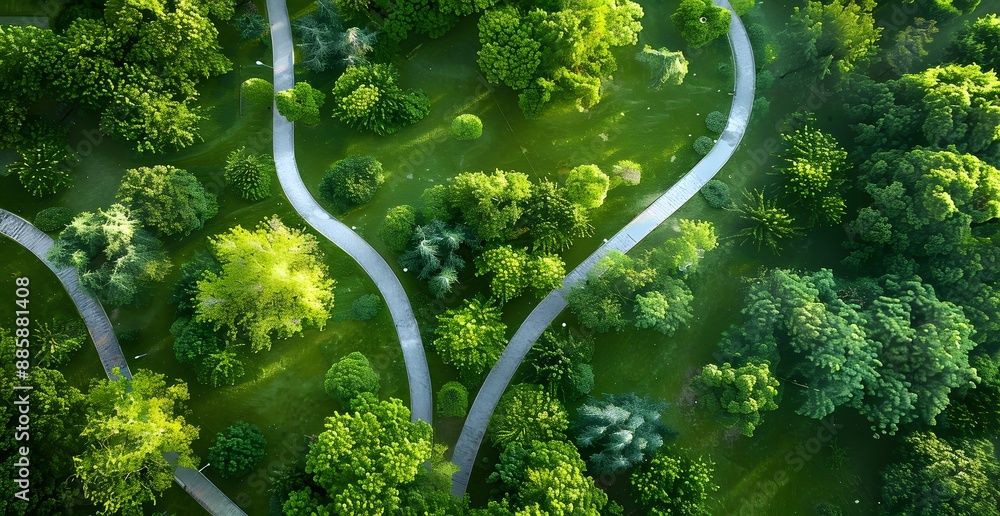 Aerial View of Winding Paths in Green Park Aerial View of Winding Paths in Green Park