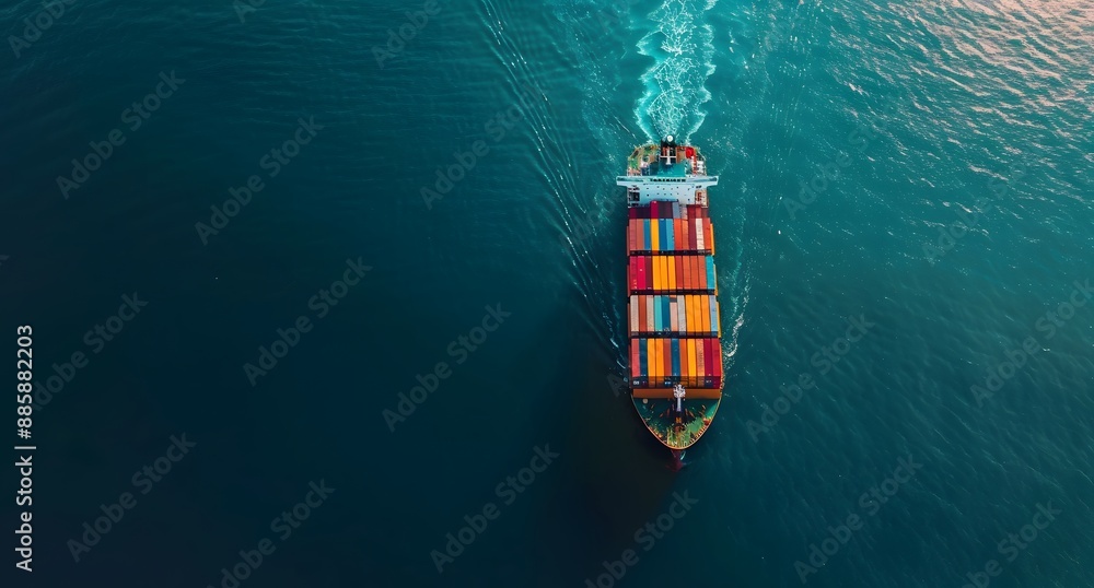 Aerial View Cargo Ship Container Ocean Aerial View Cargo Ship Container Ocean
