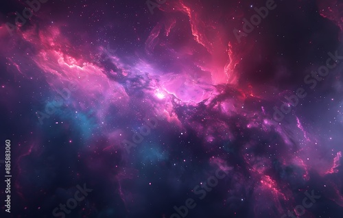 Cosmic Nebula With Vibrant Colors And Stars