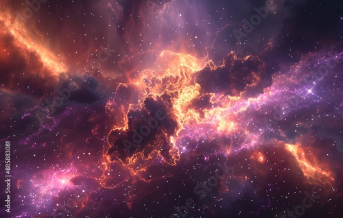 Celestialpunk Galaxy Background with Nebula photo