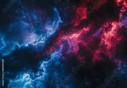 Wallpaper Mural Dark Blue Red Nebula Stars Cinematic Background Torontodigital.ca