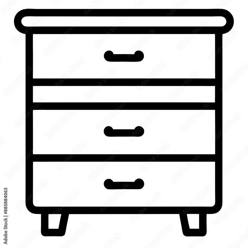 Minimalist Chest of Drawers Icon, black line, no background. Minimalist Chest of Drawers Icon, black line, no background.