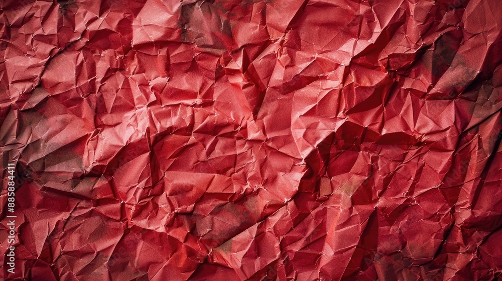 A red paper with a crumpled texture A red paper with a crumpled texture