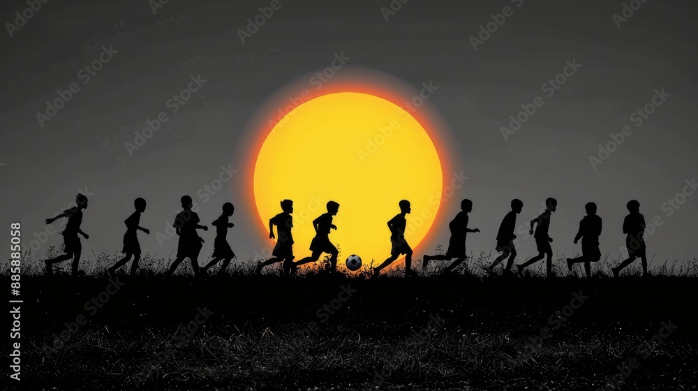 Minimalist poster of people playing soccer on a field, blocks, silhouettes of players, activities, kicking or passing Minimalist poster of people playing soccer on a field, blocks, silhouettes of players, activities, kicking or passing