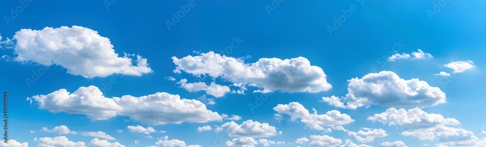Panoramic Blue Sky With White Clouds