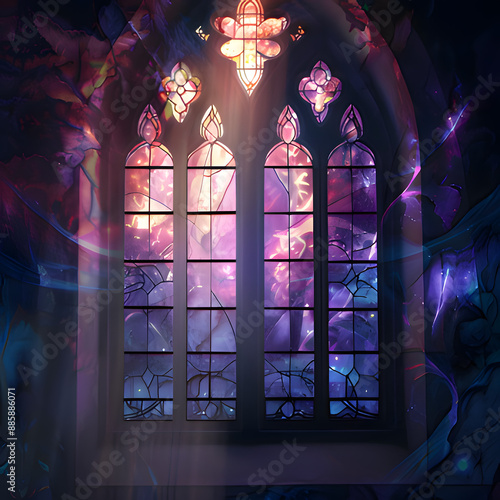 stained glass window in church. Generative AI