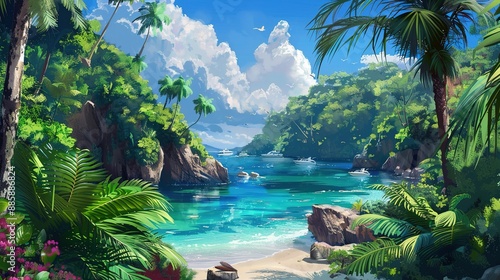 tropical island wallpaper © pixelwallpaper