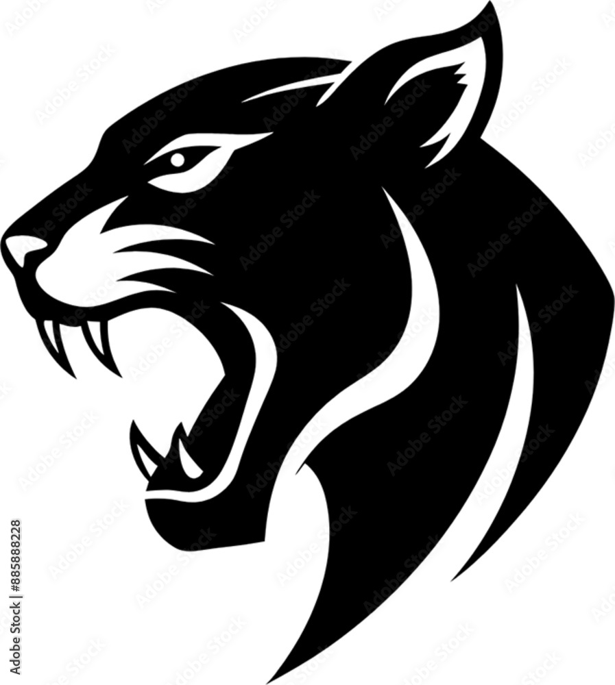 Black jaguar stencil art, sleek, powerful feline silhouette. Black jaguar stencil art, sleek, powerful feline silhouette.