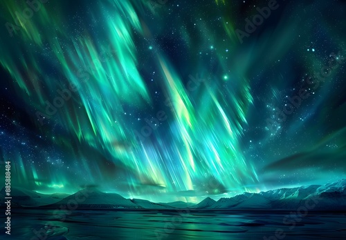 Stunning Aurora Borealis Over Snowy Mountains