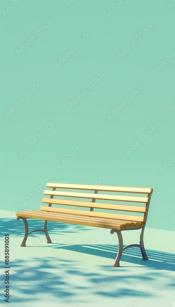 Minimalistic Illustration of a Park Bench with a Pastel Green Background Minimalistic Illustration of a Park Bench with a Pastel Green Background