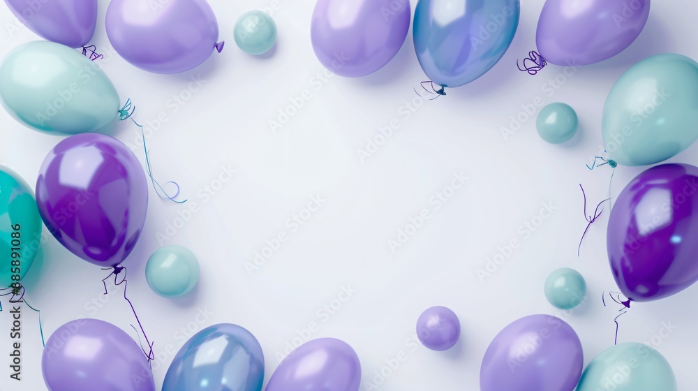 balloon banner green purple border frame on white background. copy space concept balloon banner green purple border frame on white background. copy space concept