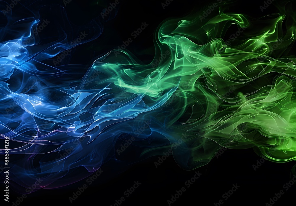 Abstract Blue Green Smoke Design Background Abstract Blue Green Smoke Design Background