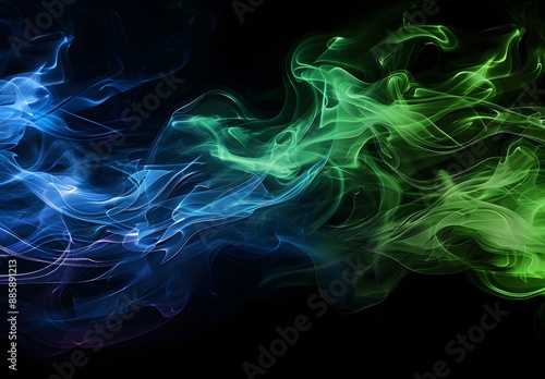 Abstract Blue Green Smoke Design Background
