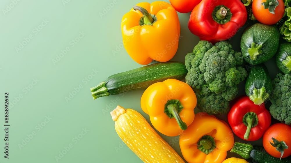 A vibrant photo of a fresh vegetable medley including zucchini, squash, and bell peppers A vibrant photo of a fresh vegetable medley including zucchini, squash, and bell peppers