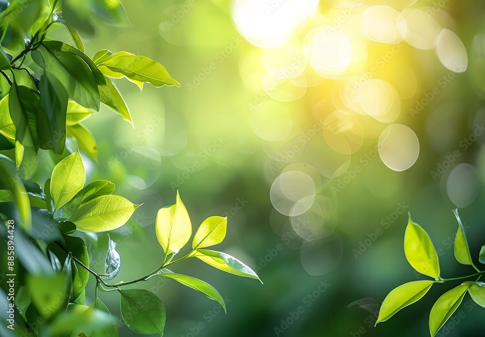 Green Bokeh Background with Sunlit Leaves Green Bokeh Background with Sunlit Leaves