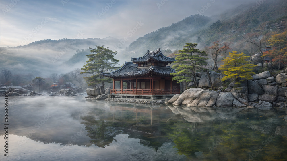 Fototapeta premium 한국_산_기와