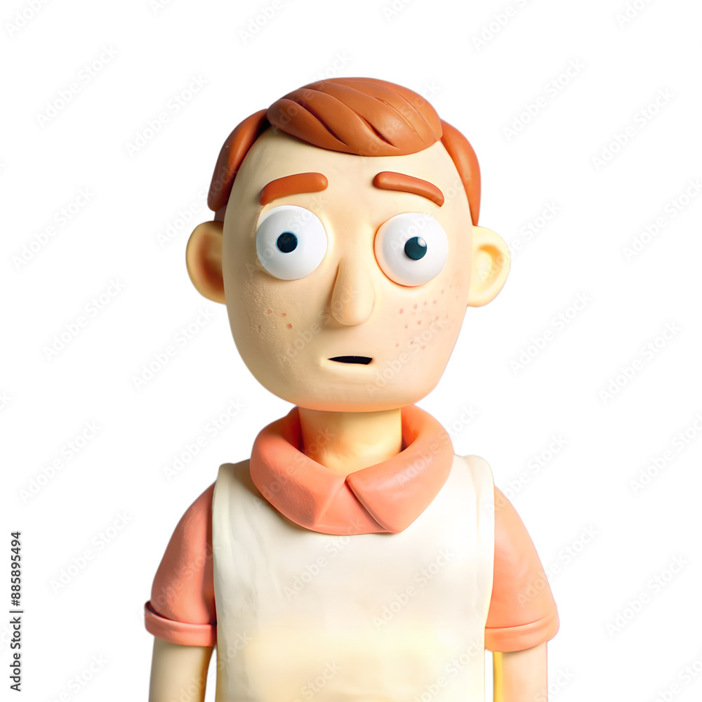 3d clay modeling style about people acting dazed, eyes wide 3d clay modeling style about people acting dazed, eyes wide