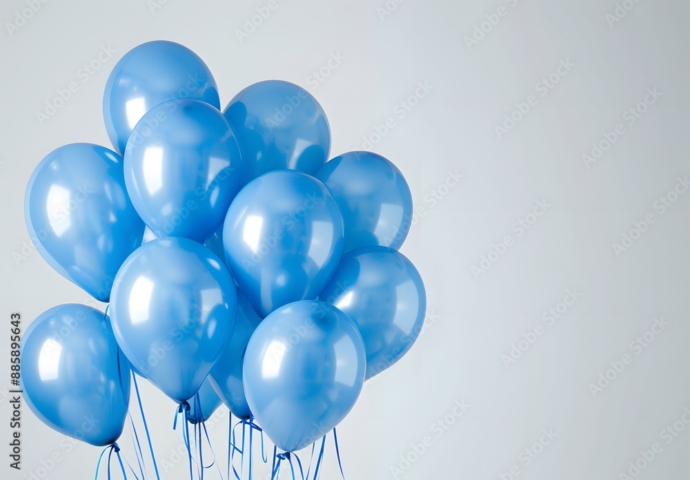Blue Balloons Party Decoration, Copy Space Blue Balloons Party Decoration, Copy Space