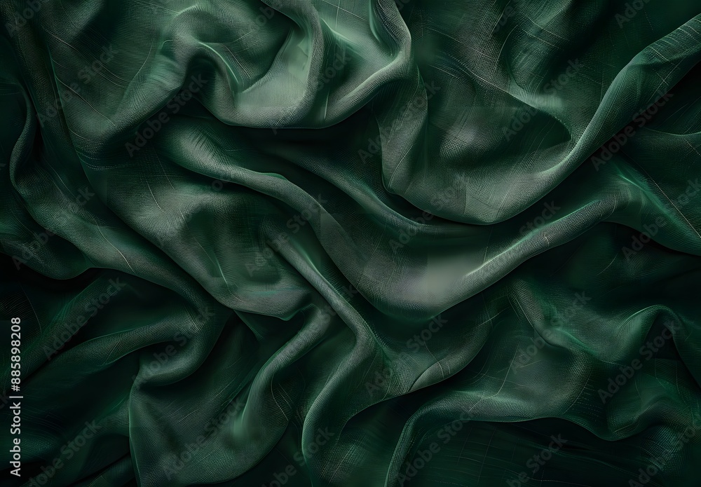 Dark Green Cotton Fabric Texture and Folds Dark Green Cotton Fabric Texture and Folds